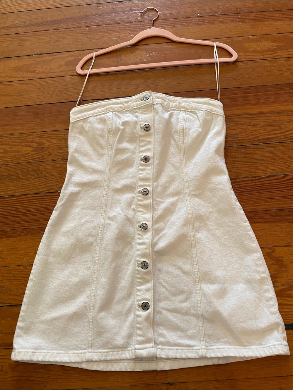 Abercrombie & Fitch White Denim Strapless Mini Dress Size M